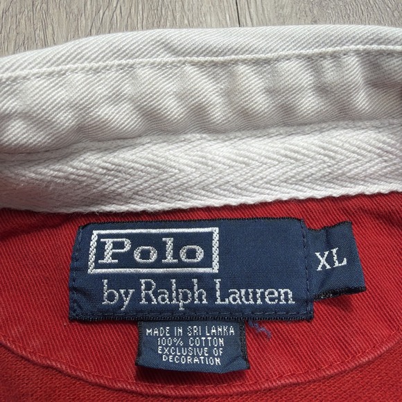 Vintage 90's Polo Ralph Lauren Rugby Shirt Yacht Club #3 Embroidered Mens XL Red - Picture 3 of 7